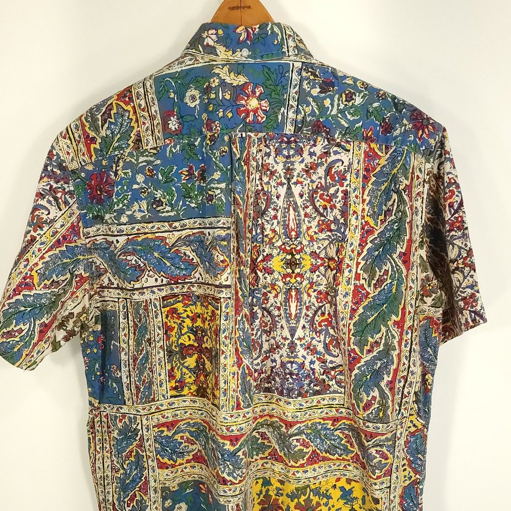 Vtg Ralph Lauren Hawaiian Shirt Men's Med Multicolor Floral Print Pullover 80s - Picture 7 of 12